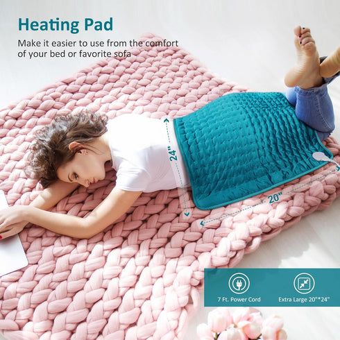 Electric Heating Pad for Back/Shoulder/Neck/Knee Pain Relief, 6 Fast Heating Settings, Extra Large 20"x24"