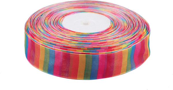 YYCRAFT Colorful Rainbow Organza Ribbon, 100 Yard x 1 Inch for Gift Package Wrapping and Party Decoration