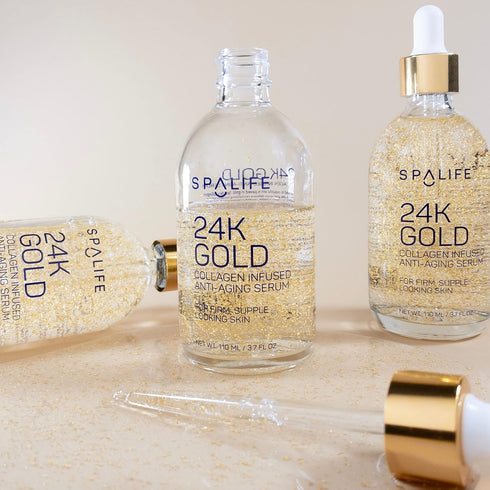 SpaLife Nourishing Anti-Aging Gold & Silver Serums I Anti-Aging 24k Gold & Collagen I 110 ml (3.7 Fl. Oz.) I Boosts
