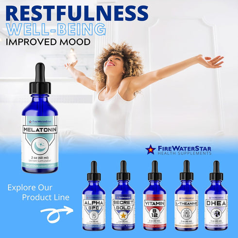 FWS Liquid Melatonin Drops for Adults and Kids - 99% Pure, Organic, Non-GMO, Vegan, 2oz
