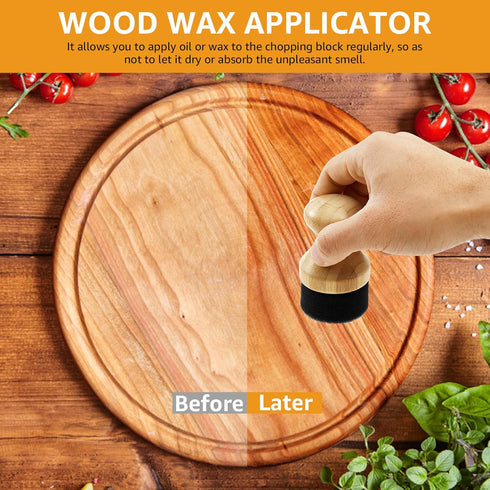 Tcwhniev Cutting Board Oil Wax Applicator with Lid and Ergonomic Handle, Wood Cutting Board Oil Applicator, Versatile