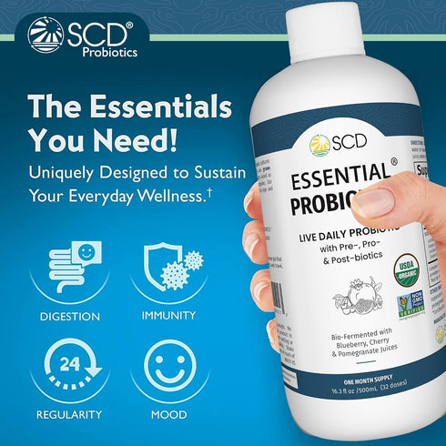 SCD Essential Probiotics for Women, Men, Kids, Toddlers, Liquid Probiotic Supplement for Digestion and Immunity, 11