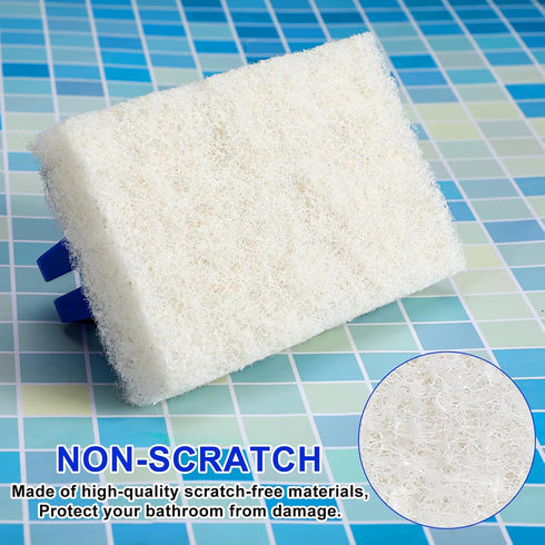 18 Pcs Handled Bath Scrubber Set, 15 Bathroom Scouring Pads, 3 Bathtub Scrubbers with Handle for Cleaning