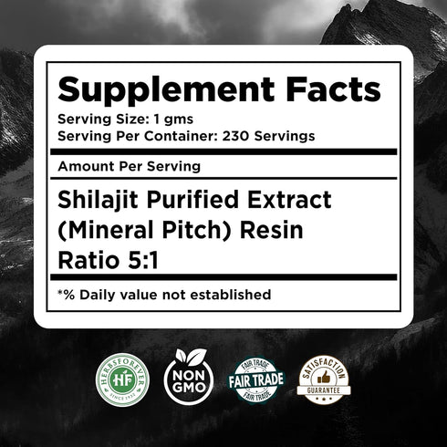 Shilajit Powder 8.11 oz – Mineral Pitch – Antioxidant – Concentrated Extract 6:1 – General Wellness – 230 Gms
