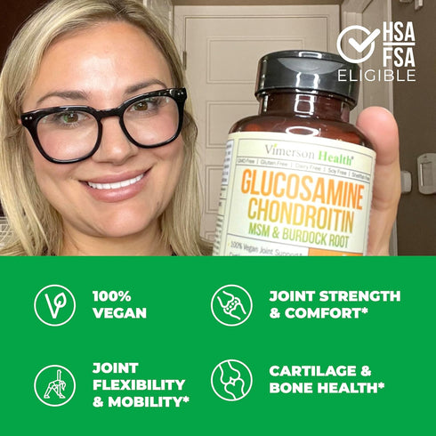 Vegan Glucosamine Chondroitin, Phytodroitin MSM Supplement Capsules. Joint Support Supplement Without Shellfish. 100% Vegan, Non-GMO & Plant-Based. Knees, Joint Health & Inflammation Balance. 90 Caps