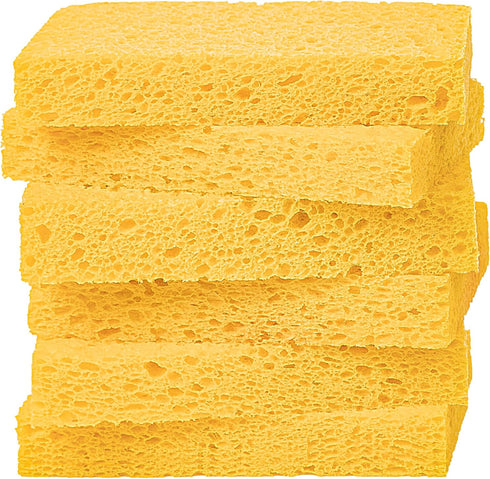 Heavy Duty Cellulose Kitchen Sponges, Tough Mess Cleaning without Scratching, Pop Up Eco Sponges DIY Orange (6 Pack)