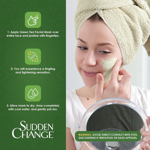 Sudden Change Green Tea Facial Mask – 3.4 oz, Diminish Wrinkles, Puffiness, Improve Texture