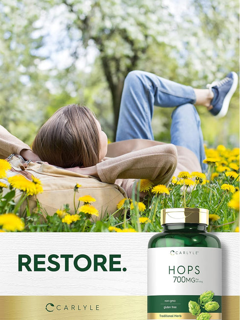 Carlyle Hops Supplement 700mg, 180 Capsules, Non-GMO & Gluten Free, Traditional Herb
