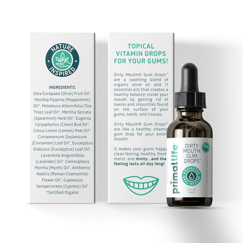 Primal Life Organics Dirty Mouth Gum Serum, Natural Essential Oils for Good Breath, Gentle Mouthwash, Organic, Vegan