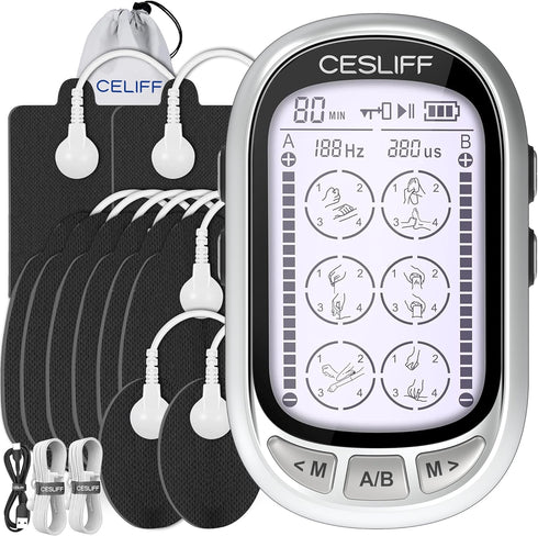 Dual Channel TENS EMS Unit with Large Screen, 24 Modes, 36 Levels Intensity Muscle Stimulator for Pain Relief with 10