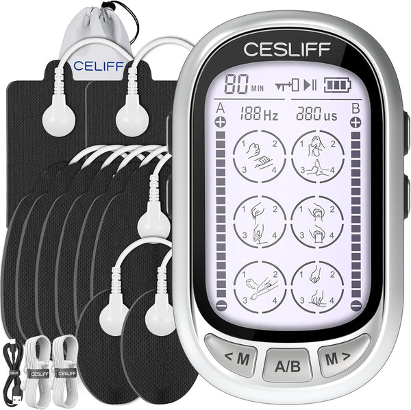 Dual Channel TENS EMS Unit with Large Screen, 24 Modes, 36 Levels Intensity Muscle Stimulator for Pain Relief with 10