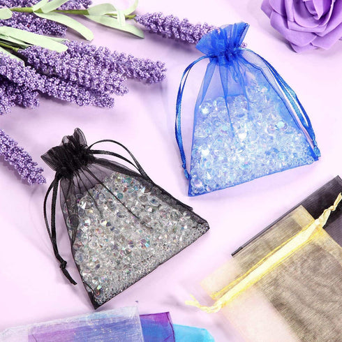 50pc 4x6 inches Gifts Wrap Bags Mixed Color, Organza Sheer Fabric Drawstring Pouches for Baby Shower Favor