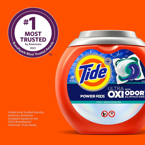 Tide Ultra OXI Power PODS Laundry Detergent Pacs, 25 Count, For Visible and Invisible Dirt