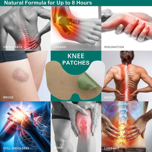 Knee Relief Heat Patches: 24 Count Natural Herbal Hot Patches for Arthritis Relief