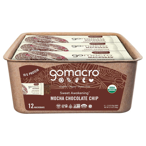 GoMacro Organic Mocha Chocolate Chip Macrobar, 12 Count, 2.3 OZ