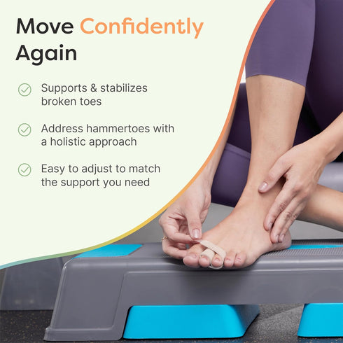 Hammer Hammertoe 4 Count ZenToes Toe Corrector for Women & Men - Reusable Fabric Buddy Wraps for Broken Toes