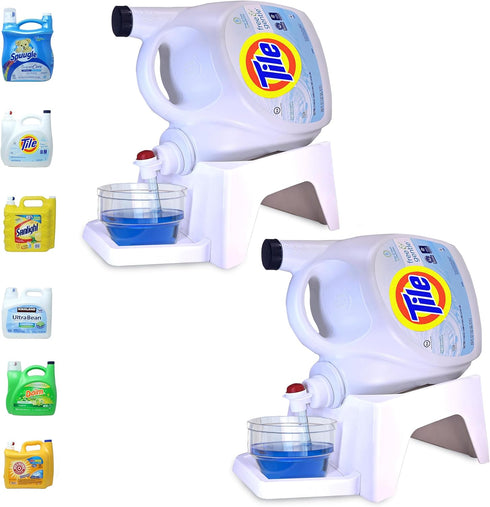 Skywin Laundry Detergent Holder Organizer with Tray - 2 Pack Soap Cup Storage for Laundry Room