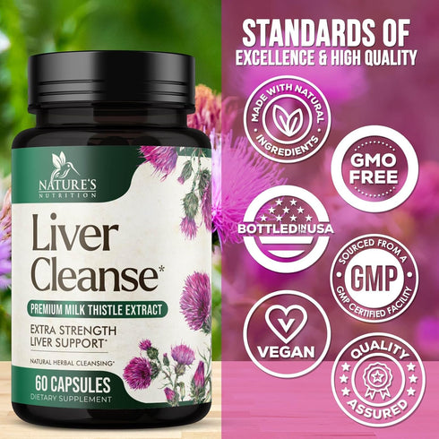 Liver Cleanse Detox & Repair Formula 60 Capsules, Herbal Support with Milk Thistle, Artichoke Extract & Turmeric