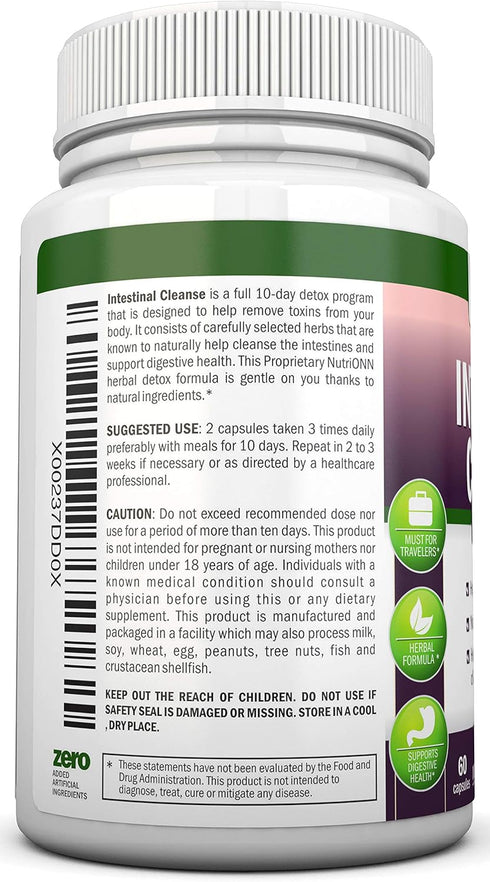 Intestinal Cleanse - All Natural Herbal Detox Formula - Full 10-Day Detox Program with 10 Natural Ingredients