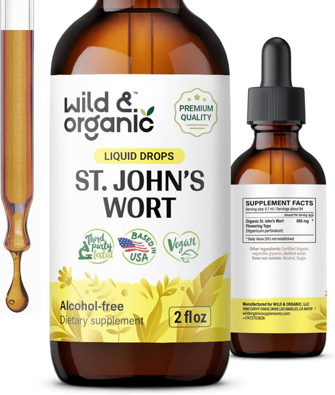 St Johns Wort Tincture - Organic Mood Supplement with Saint John's Wort - 2oz for Calm and Relaxation