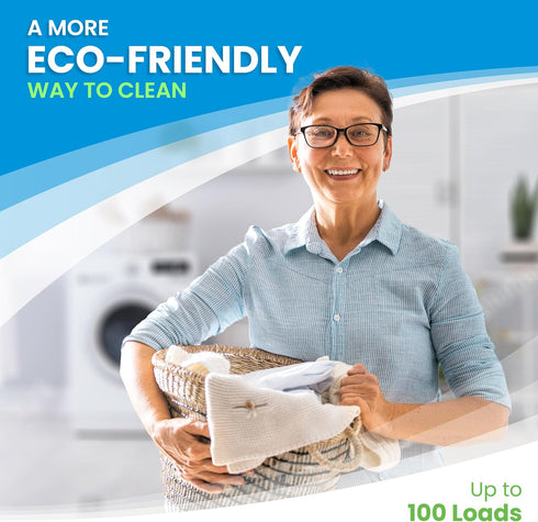 Laundry Detergent Sheets - 50 Sheets (100 Loads) | Fragrance Free, Eco Earth Friendly Clean Breeze, Non-Toxic
