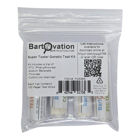 Bartovation Super Taster Test Genetics Lab Kit with Instructions, 100 Paper Strips, Phenylthiourea (PTC), Sodium