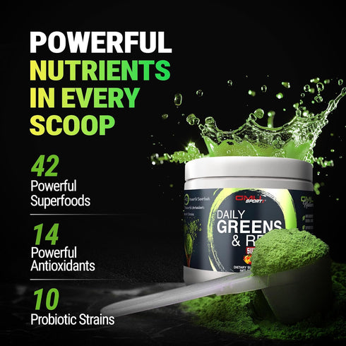 Greens and Reds Superfood Powder - 42 Superfoods, Antioxidants, Adaptogen, Probiotics for Digestive Health