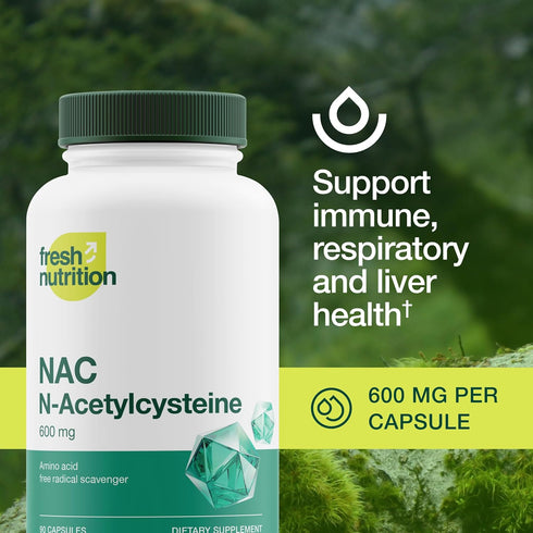 NAC Supplement - N Acetyl Cysteine - High Dosage 600mg - Pure NAC Powder - 90 Vegan Capsules