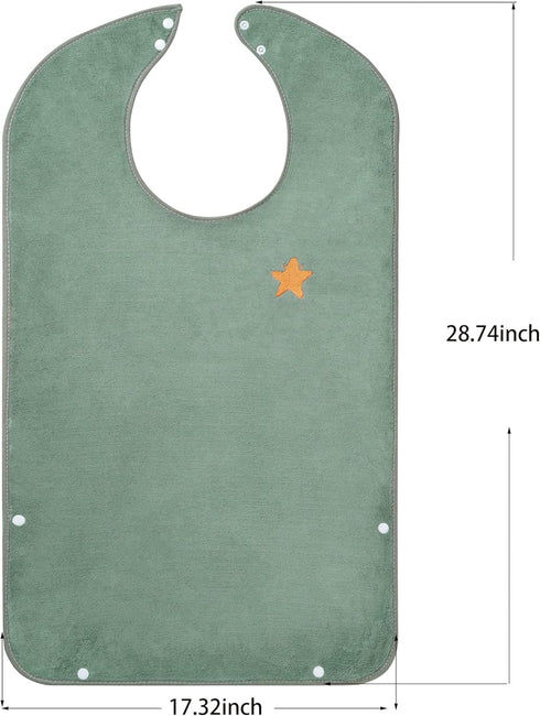 Waterproof Adult Bib with Crumb Catcher for Men and Women - Ideal for Elderly Care