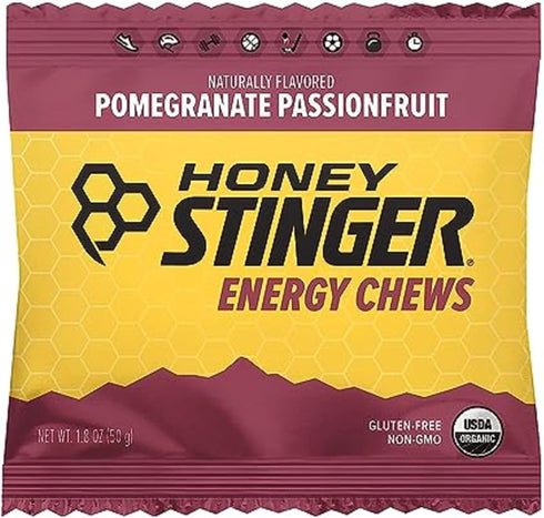 Honey Stinger Organic Pomegranate Passionfruit Energy Chew, Gluten Free, 12 Pack