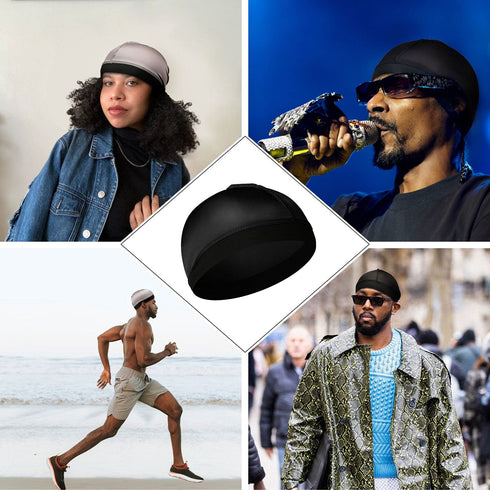 Selalu 4Pcs Wave Cap, Silk Stocking Wave Caps for 360 Waves, Silky Durag for Men