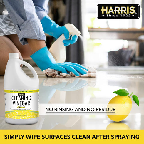 HARRIS 128oz Cleaning Vinegar All Purpose Household Multi-Surface Cleaner, (Lemon) with Easy Pour Funnel Included