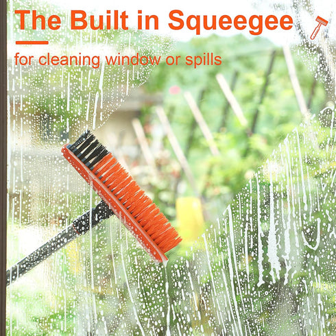 2 in 1 Floor Scrub Brush Grout Brush with 57.8" Long Handle, 120° Rotatable Shower Tile Grout Scrubber, Orange