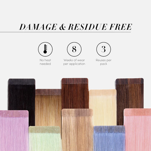 The Hair Shop Smart Tabs Tape-in Hair Extension Tape, 60 Tabs for 100% Remy Human Hair Extensions