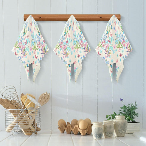 Kitchen Dish Cloths Towels with Blue Flowers and Butterflies, Reusable Super Absorbent Cleaning Rags, 12x12 in 6 Pack