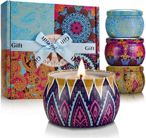 Candles Gift Set for Women, 4 Pack Scented Candles with 8% Essential