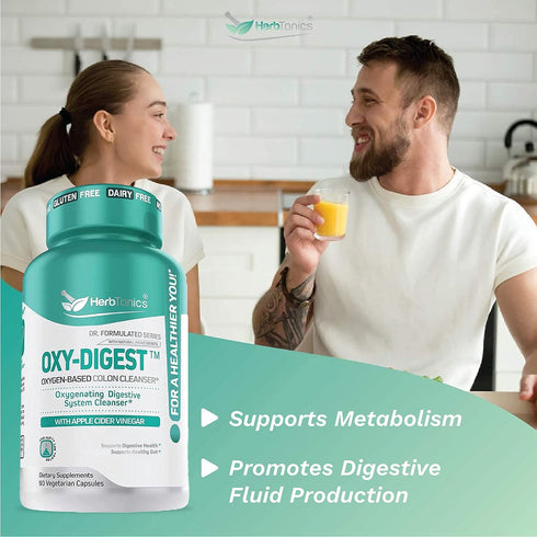 Herbtonics Oxygen Based Colon Cleanse and Detox Digestive System Formula with Apple Cider Vinegar, 90 Capsules