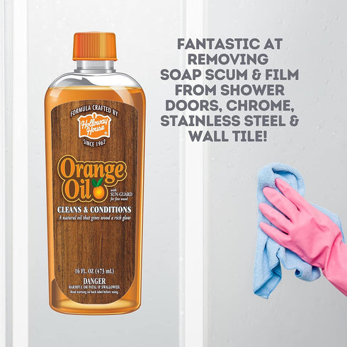 Holloway House Orange Oil Cleaner 16oz, 6Pk with Sun-Guard for Fine Wood, Cleans & Conditions, Natural Oil