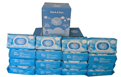 Stork and Sun Baby Wipes Unscented PFAS Free Extra Thick 8x7 | 1 Wipe Per