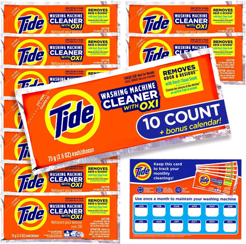 Tide Washing Machine Cleaner with Oxi, Deep Cleaning Residue & Odor Eliminator for Front and Top Loader, 10 Month Supply