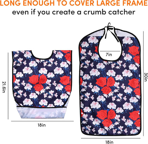 Oulisen 3 Pcs Adult Bibs For Women With Crumb Catcher, Reusable Waterproof Large Bibs For Adult, Clothing Protector