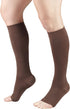 Truform 20-30 mmHg Compression Stockings, Knee High Length, Open Toe, Brown, Large