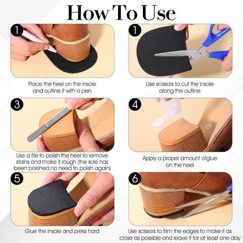IANFAN 2 1/5 Inch (5 mm) Pairs Shoe Repair Rubber Heels, Anti-Slip shoe heel repair kit Cuttable Boot Heel Replacement