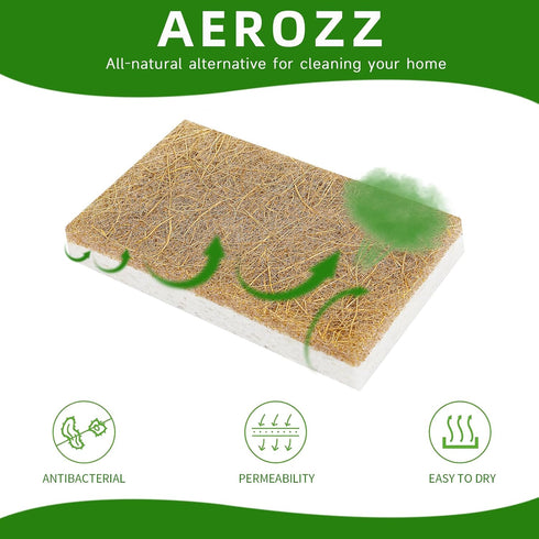 10 Pack Biodegradable Natural Sponges for Dishes, Eco Friendly Kitchen Sponge Dish Sponge
