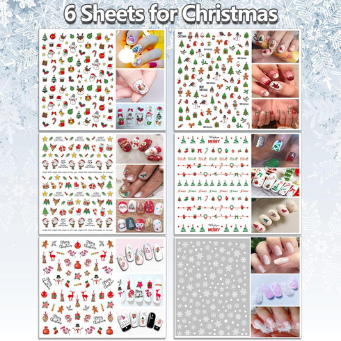 TailaiMei 18 Sheets Holiday Nail Stickers, Seasonal Nail Art Decals for Fall and Winter DIY Nail Decorations