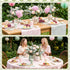 Zhehao 175 Set Pcs Pink and Sage Green Style Party Supplies Pink and Green Disposable Tableware Kit with Plates, Cups