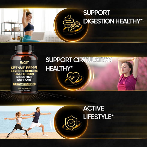 Extract 10:1 Cayenne Pepper Supplement with Turmeric Curcumin, Ginger Root, 210 Capsules for Immune Support