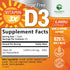 Vitamin D3 5000 IU (125 mcg) - Chewable D Vitamin for Bone, Teeth, Muscle & Immune Support, Sugar Free, Non-GMO, Gluten Free, Nature's Extra Strength Vitamin D Supplements - 60 Chewable Tablets