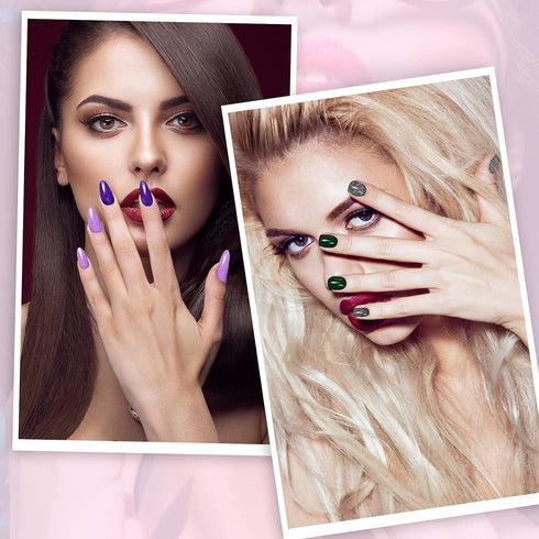 Maitys Glitter Nail Wraps Polish Strips, 16 Sheets Self Adhesive Solid Color Fingernail Stickers with 2 Nail Files