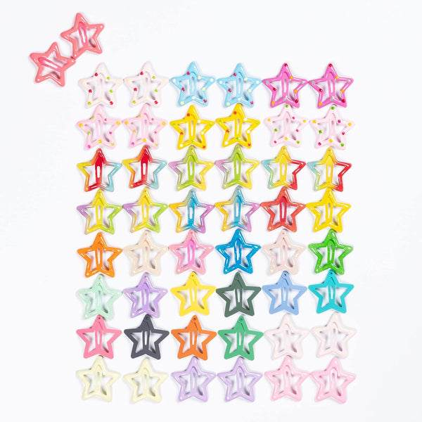 Star Hair Clips for Girls, 50 Pcs No Slip Metal Fashion Hair Snap Barrettes for Kids Teens Women